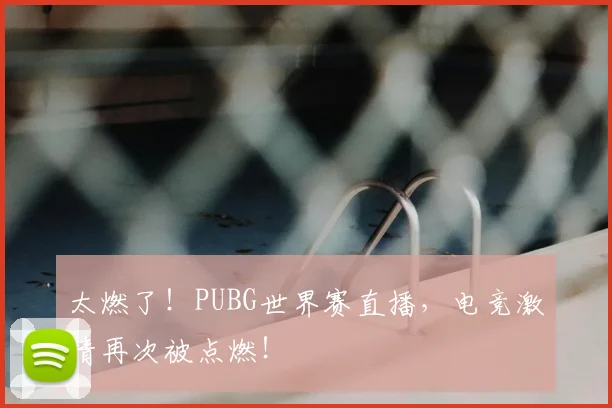 太燃了！PUBG世界赛直播，电竞激情再次被点燃！